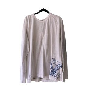 American Eagle men’s long sleeve crew neck vintage fit pullover White XX…